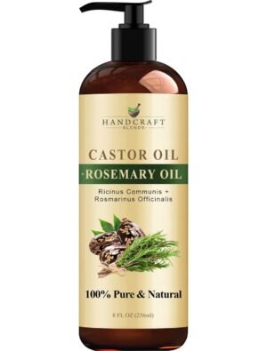 61QFU79G2JL._SL1500_.jpg Handcraft Blends Castor Oil with Rosemary Oil - 8 Fl Oz - 100% Pure and Natural - Premium Grade Carrier Oil for Hair Growth, Eyelashes and Eyebrows, Hair & Body