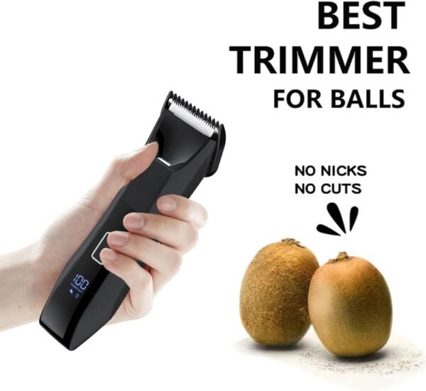 Manscape Ball Trimmer for Men, 2-in-1 Body Hair Groomer and Groin Hair Shaver -Dual-Head Trimmer for No-Nick Shaving, Smooth Grooming, Lightweight with Travel Lock, IPX7 Waterproof, LED Display