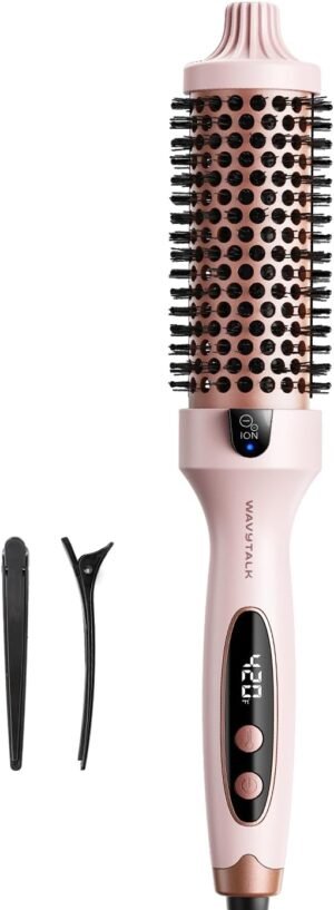 61QfCr64wL._AC_SL1500_.jpg Wavytalk Thermal Brush, Blowout Boost 1.5 inch Heated Round Brush for Blowout Look, Dual Voltage, Pink, Sakura, Tourmaline Ceramic, Negative Ion Technology, 5 Temperature Settings, Less Damage