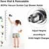BOPai Suction Shower Head Holder, Relocatable Handheld Showerhead Holder, Chrome, Suitable for Installation On Smooth Surfaces