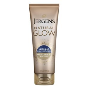 Jergens Natural Glow +Firming Self Tanner Body Lotion, Fair to Medium Skin Tone, Sunless Tanning Moisturizer with Collagen and Elastin. Helps to Visibly Reduce Cellulite, 7.5 Fl Oz