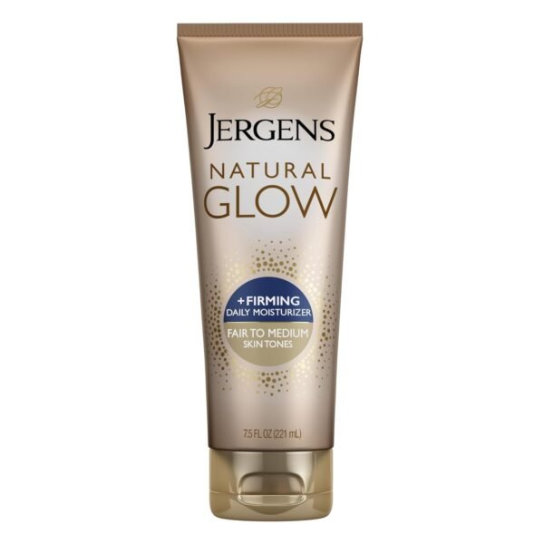 Jergens Natural Glow +Firming Self Tanner Body Lotion, Fair to Medium Skin Tone, Sunless Tanning Moisturizer with Collagen and Elastin. Helps to Visibly Reduce Cellulite, 7.5 Fl Oz