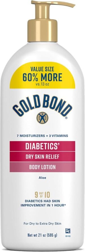 Gold Bond Diabetics' Dry Skin Relief Body Lotion With Vitamin E & Aloe To Soothe & Moisturize Dry, Flaky & Rough Skin, Value Size, 21 oz.