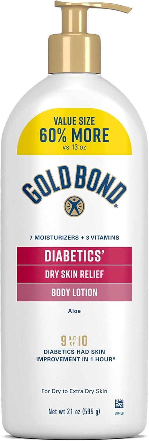 Gold Bond Diabetics' Dry Skin Relief Body Lotion With Vitamin E & Aloe To Soothe & Moisturize Dry, Flaky & Rough Skin, Value Size, 21 oz.