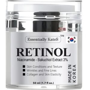 61SaEMJ8d7L._SL1500_.jpg Retinol Moisturizer Cream 50 ml - Pack of 1 - Face, Eye, Forehead, Crow's Feet, Décolleté & Neck Cream - Fights Sagging Appearance, Puffiness, Wrinkles and Dark Circles - Korean Skincare