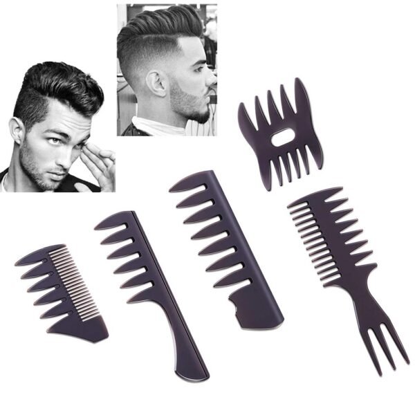 61T7h2LhunL._SL1001_.jpg Styling Hair Comb Set Salon Barber Hairstylist Comb 5 Pack Professional Hair Brush Retro Hairdressing Hair Care Style Accessory Double-sided for Men Boy Gentleman