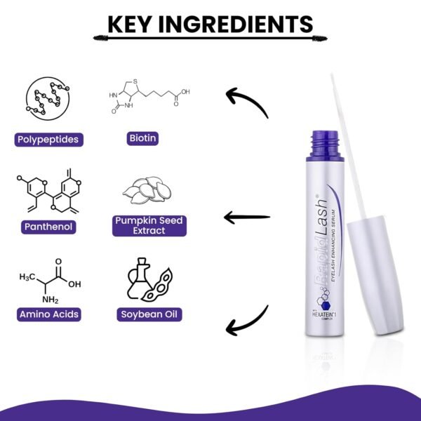 Eyelash Enhancing Serum with HEXATEIN 1 Complex – Lash Serum for Eyelashes Conditioning & Hydrating – Longer-Looking, Fuller and Thicker Appearing Lashes – 3 mL / 0.1 fl oz
