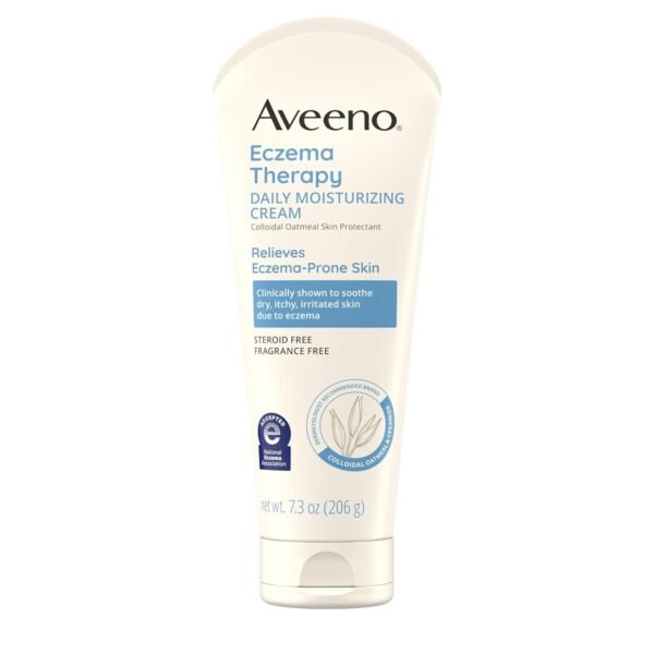 61TkjlTeiOL._SL1500_.jpg Aveeno Eczema Therapy Daily Moisturizing Body Cream for Sensitive Skin, Soothing Eczema Relief Cream, Colloidal Oatmeal & Ceramide for Dry & Itchy Skin, Steroid- & Fragrance-Free, 7.3 oz