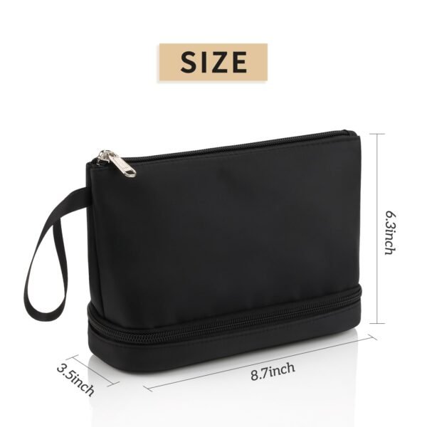 61Uw8pS6JYL._SL1500_.jpg Ethereal Small Makeup Bag, 2 Layers Travel Makeup Bag with Makeup Brush Holder, Cosmetic Bag Black Make up Pouch for Women/Girls