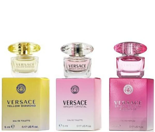 Versace Perfume Gift Set for Women – Mini Variety Gift Set Trio Collection – Absolu, Bright Crystal, Yellow Diamond