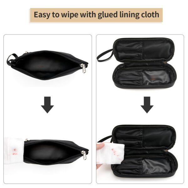 61WLW0ofGrL._SL1500_.jpg Ethereal Small Makeup Bag, 2 Layers Travel Makeup Bag with Makeup Brush Holder, Cosmetic Bag Black Make up Pouch for Women/Girls