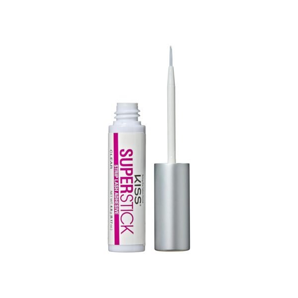 61WRRC7ER7L._SL1500_.jpg KISS Super Stick 5-Day Extended Wear Strip Lash Adhesive, Quick Drying Lash Glue, Witch Hazel & Cactus Extract Infused, Brush Applicator, Net Wt. 4.8g (0.17 oz.), Clear