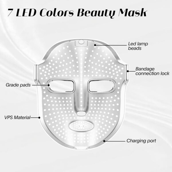 Red Light Therapy Mask for Face, Led Face Mask Light Therapy, 7-1 Colors LED Facial Skin Care -White