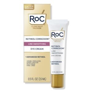 61XRsypK93L._SL1500_.jpg RoC Retinol Correxion Under Eye Cream for Dark Circles & Puffiness, Daily Wrinkle Cream, Anti Aging Line Smoothing Skin Care Treatment for Women and Men, 0.5 oz (Packaging May Vary)
