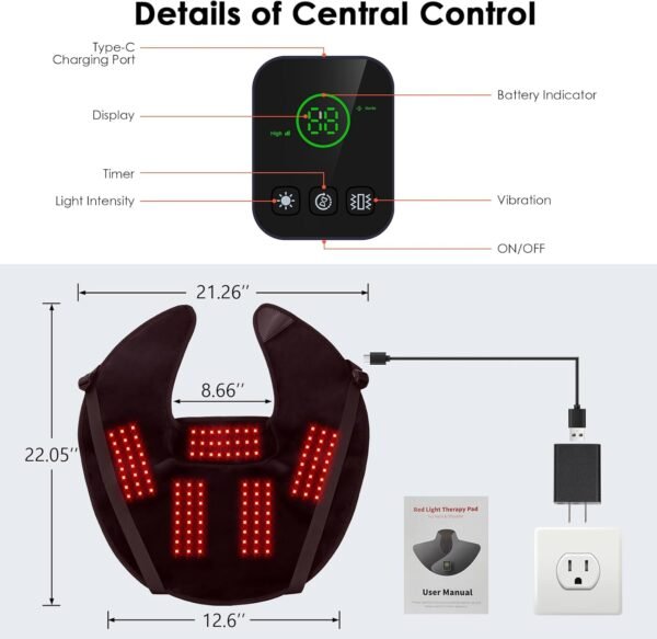 Red Light Therapy Neck Shoulder,Rechargeable Infrared Light Therapy Device for Body with Massage and Timer,Wearable 660nm&850nm Red Light Therapy Wrap Pads for Body at Home
