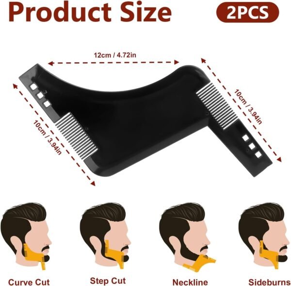 2 Pcs Beard Shaper - Lineup & Styling Tool for Men - Facial Hair Shaping Template
