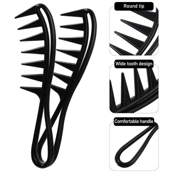 61XY0YtRkEL._SL1500_.jpg Sieral 4 Pcs Hair Comb Styling Set Double Side Tail Combs with Pick Barber Wide Tooth Tool for Men Women Beard Hairstylist Tools African American Accessories, Black, 4 Styles
