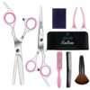 61YjdLVwohL._SL1000_.jpg Sirabe 9 PCS Hair Cutting Scissors Thinning Shears Kit, Professional Haircut Scissors Set, Barber Hairdressing Texturizing Shears Tools for Salon Home Men Women Kids Adults Pet