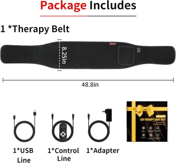 61YpPzN1kXL._AC_SL1500_.jpg Long Red Light Therapy Belt, 18 W 120 Beads Wearable Near Red Infrared Light Therapy Wrap for Body, 660nm & 850nm, Auto Timer, Ideal for Shoulder Waist Back Body