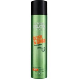 Garnier Fructis Style Sleek and Shine Anti-Humidity Hairspray, Ultra Strong Hold, Frizz Protection 8.25 Oz, 1 Count (Packaging May Vary)