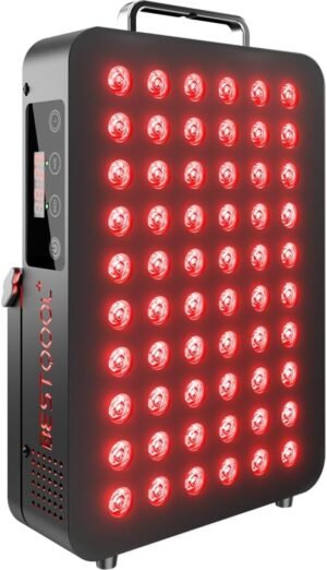 Bestqool Red Light Therapy, Dual Chip Clinical Grade LED Device with Near-Infrared Light 660nm 850nm High Power Panel, Ideal for Body, Face, Recovery, Improve Sleep, Skin Health, 105W (Black 60)