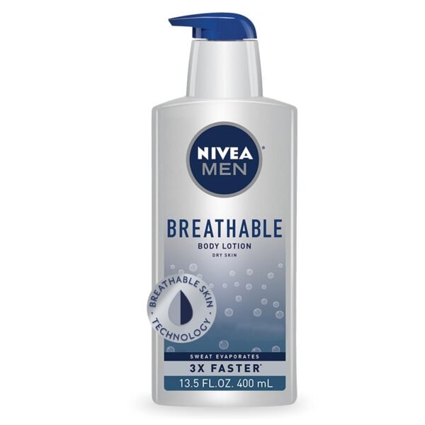 NIVEA MEN Breathable Body Lotion, 48 Hour Hydrating Lotion for Men, 13.5 Fl Oz Bottle