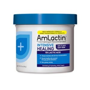 61ZeGIz6RL._SL1500_.jpg AmLactin Intensive Healing Body Cream, 12 oz Tub, 2-in-1 Exfoliator and Moisturizer for Dry Skin with 15% Lactic Acid and Ceramides for 24-Hour Moisturization