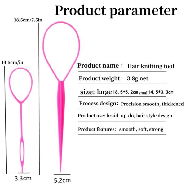 Aigee 6pcs Topsy Tail and Hair Loop Styling Tool Set - Ponytail Makers, French Braid Loops in Large and Small, Hair Pull Through Tools (Pink, Blue, Purple) for Women and Girls