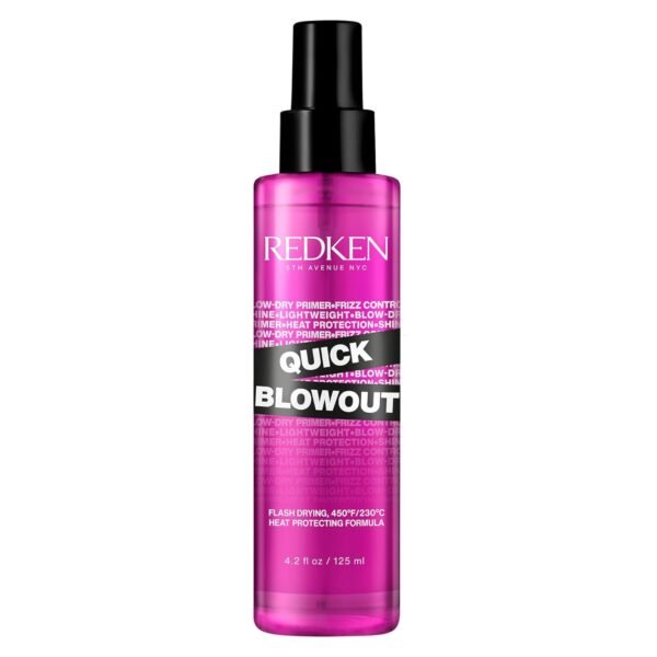 Redken Quick Blowout Heat Protectant Spray For All Hair Types - Smooths & Adds Shine, Lightweight Blowdry Styling Primer with Heat Protection