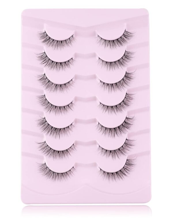 Onlyall Natural Lashes Wispy Lashes Natural Look False Eyelashes Natural Flared Eyelashes False Eye Lashes Soft Fluffy Lashes 7 Pairs D1 Natural (6-13MM)