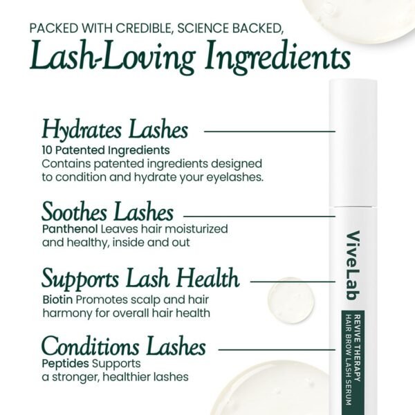 Biotin Lash Serum - Eyelash and Eyebrow Growth Serum for Thicker, Fuller Lashes and Brows, Korean Dermatologist-Developed, 0.35oz