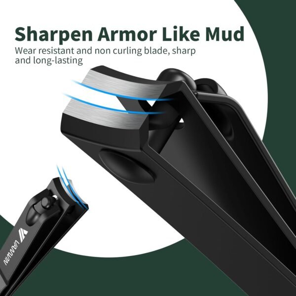 German Nail Clippers for Men, VANWIN Nail Clipper Set (4-Pack) Ultra Sharp Matte Stainless Steel Fingernail & Toenail Clippers with Glass Nail File, Nail Cutter Stocking Stuffers for Men Women Black