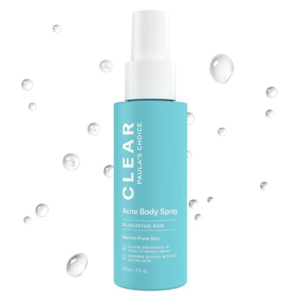 Paula's Choice CLEAR Back & Body Exfoliating Acne Spray, 2% BHA (Salicylic Acid) Treatment for Bacne, Blackheads & Blemishes, 4 Ounce