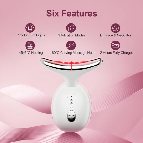 Facial & Neck Massager: Red Light Therapy for Women, Skin Lifting Beauty Device,7 in 1 LED Facial Sculptor Tool for Women's Daily Skincare