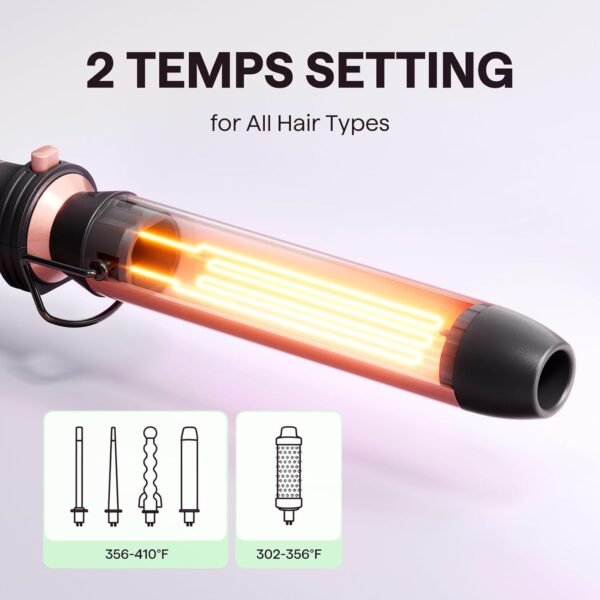 61dLIfTCVFL._SL1500_.jpg Wavytalk 5 in 1 Curling Wand Set, Multi Curl, Curling Wand Set with Thermal Brush and 4 Interchangeable Ceramic Curling Wand(0.5”-1.25”), Instant Heat Up Wand Curling Iron (Rose Gold)