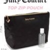 Juicy Couture Women's Cosmetics Bag - Travel Makeup and Toiletries Top Zip Wedge Pouch, Size One Size, Black