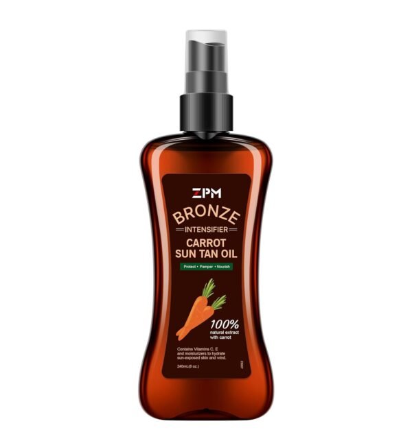 Carrot Sun Tanning Oil Spray for Outdoor Sun, Tan intensifier for Medium Deep with Narural Moisturizing Oils to Keep Skin Hydrated, Moisturizing Body Oil, Vegan and Cruelty-Free, SPF 0, 8oz