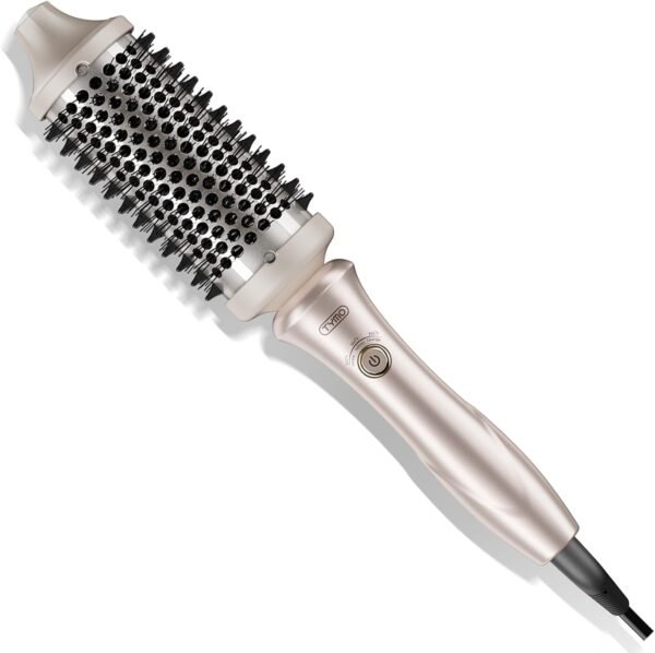 61eCwoa3QlL._AC_SL1500_.jpg TYMO Thermal Brush Heated Round Brush - STYLUX 1.7 Inch Blowout Volumizer with Flexi-Fit Tech for Hair Straightening, Curling Styler Tool, Hair Straightener and Curler 2 in 1, Dual Voltage, Gold