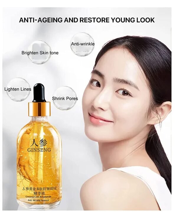 Ginseng Polypeptide Anti-Ageing Wrinkle Essence,Ginseng Gold Polypeptide Anti-Ageing Serum,Ginseng Extract Liquid, Korean Ginseng Anti Aging Essential Oil,Reduces Wrinkles,Improves Sagging