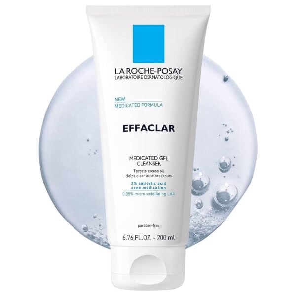 61eeFlpzxRL._SL1500_.jpg La Roche-Posay Effaclar Medicated Gel Cleanser, 2% Salicylic Acid Cleanser + LHA + Glycerin, Foaming Acne Face Wash, Helps Clear & Prevent Acne Breakouts, Oil Free, Targets Excess Oil