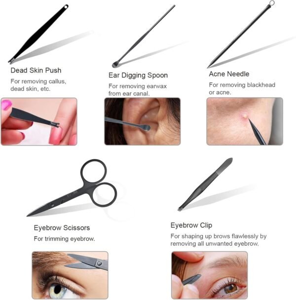 FIXBODY Nail Clippers for Men, Nail Clippers Set, Professional Manicure Set and Pedicure Kit, 10 Pieces Nail Grooming Kit Includes Fingernail Clippers and Toenail Clippers