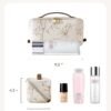 61fFpQ-ZG6L._AC_SL1500_.jpg EACHY Travel Makeup Bag, Large Capacity Cosmetic Bags for Women, Waterproof Portable Pouch Open Flat Toiletry Bag Pattern Make up Bag (F-Beige)