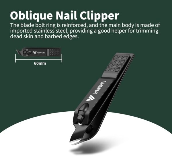 German Nail Clippers for Men, VANWIN Nail Clipper Set (4-Pack) Ultra Sharp Matte Stainless Steel Fingernail & Toenail Clippers with Glass Nail File, Nail Cutter Stocking Stuffers for Men Women Black