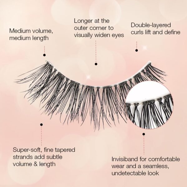 Ardell Naked Lashes #424, Strip Lashes Natural with Invisiband for Subtle Volume & Length, 4 Pairs, 1 Pack