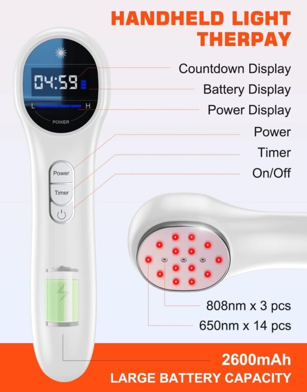 Holsn Red Light Therapy Infrared Light Tharepy, Red Light Device for Bodypain Relief, Joint, Muscle & Tissue 14 * 650nm + 3 * 808nm