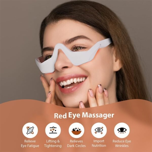 Under-Eye Red Light Therapy Device with Microcurren, 3D Contour Eye Massager for Dark Circles, Eye Bags & Wrinkles, Rechargeable Under Eye Treatment Device for Puffiness and Fine Lines
