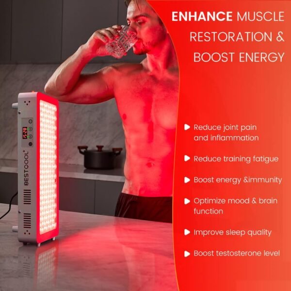 Bestqool Red Light Therapy for face Body, 4 Wavelengths Infrared Red Light Therapy, 100 Elite Grade Dual Chip LEDs, High Power Red Light Panel for Pain, Muscle, Energy. 170W. Modular Design.