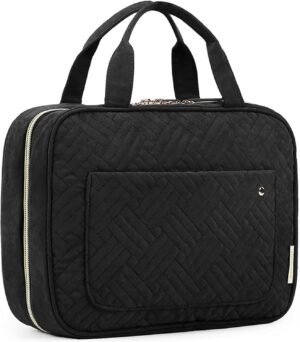 BAGSMART Toiletry Bag Travel Bag with Hanging Hook, Water-resistant Makeup Cosmetic Bag Travel Organizer for Accessories, Shampoo, Full-size Container, Toiletries