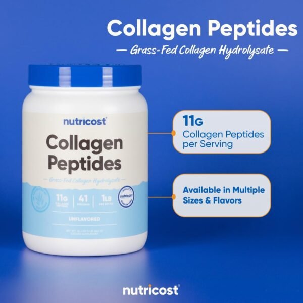Nutricost Collagen Peptides Powder 1LB (454 G) - Grass Fed Bovine Collagen Hydrolysate (Unflavored)