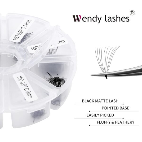 61glQ6olkiL._SL1500_.jpg Premade Fans Eyelash Extension 500 Fans Handmade Loose Volume Lashes Mutiple Options 10D Pre-made Fans 0.07mm Thickness C/D Curl 9-16mm/13-20mm Volume Eyelash Extensions by WENDYLASHES
